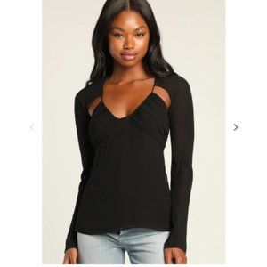 Trendsetter Vibes Black Cutout Long Sleeve Top